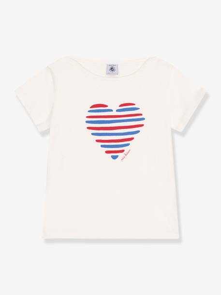 Tee-shirt enfant manches courtes coeur blanc - vertbaudet enfant 