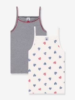 -Set van 2 kindertopjes met spaghettibandjes in katoen met hartjesprint PETIT BATEAU