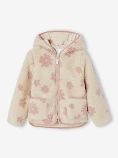-Veste fille sherpa motifs fleurs 