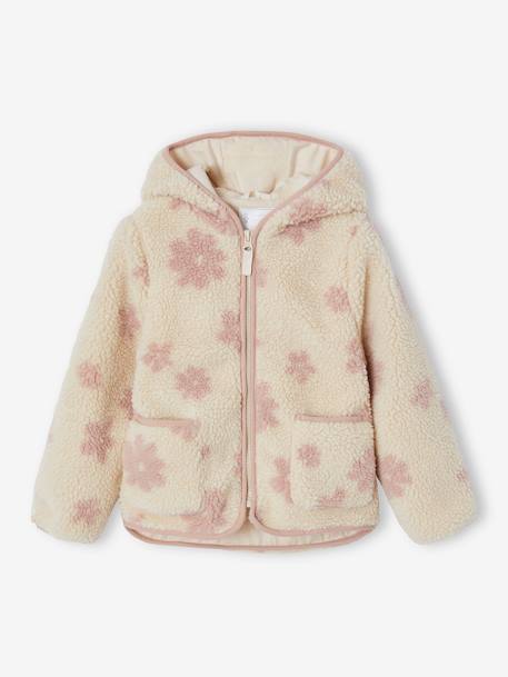 Veste fille sherpa motifs écru+mauve+vanille - vertbaudet enfant 