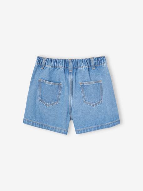 Short en jean motifs coeurs fille bleu moyen - vertbaudet enfant 