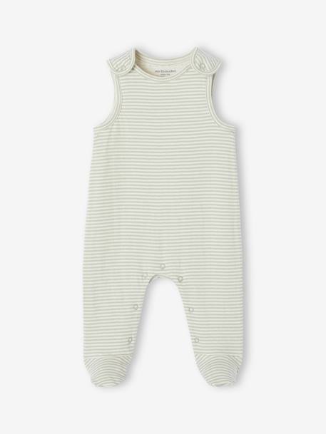 Ensemble naissance body + salopette + bonnet + gilet personnalisable rose+vert d'eau - vertbaudet enfant 