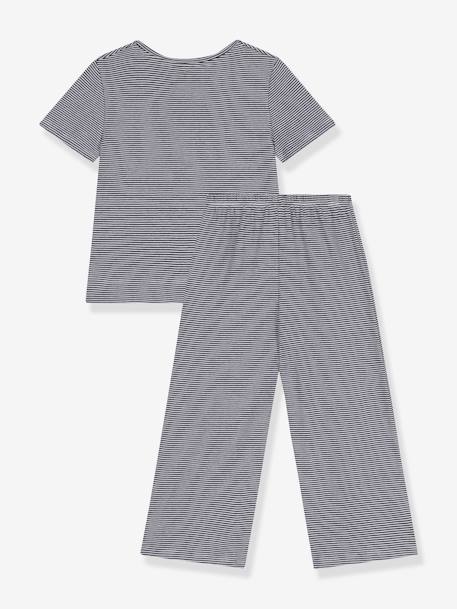Pyjama enfant manches courtes jambes amples rayé marine - vertbaudet enfant 