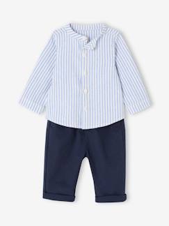-Ensemble bébé chemise rayée + pantalon 