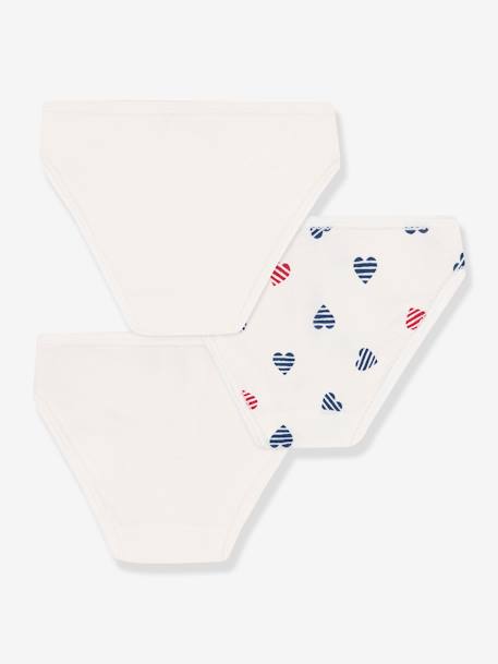 Lot de 3 culottes enfant en coton imprimé coeurs blanc - vertbaudet enfant 