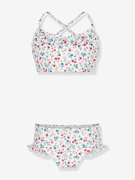 Maillot de bain 2 pièces fleuri fille blanc - vertbaudet enfant 
