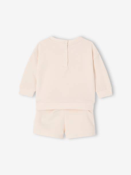 Sweat- en shortset voor baby's ecru - vertbaudet enfant 
