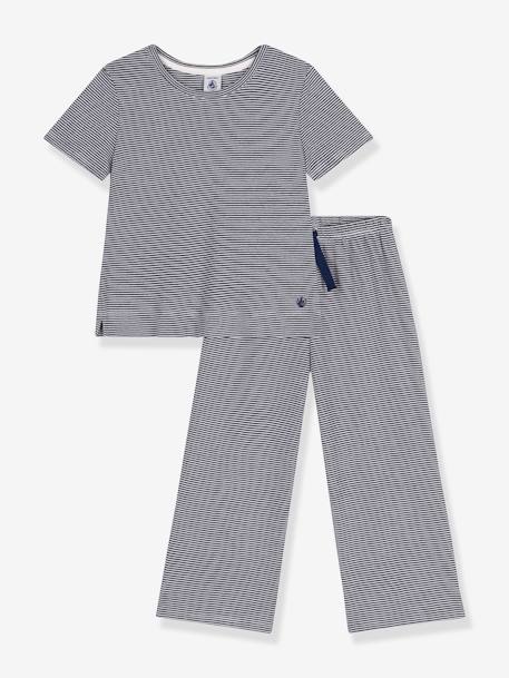 Pyjama enfant manches courtes jambes amples rayé marine - vertbaudet enfant 