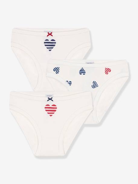 Fille-Lot de 3 culottes enfant en coton imprimé coeurs