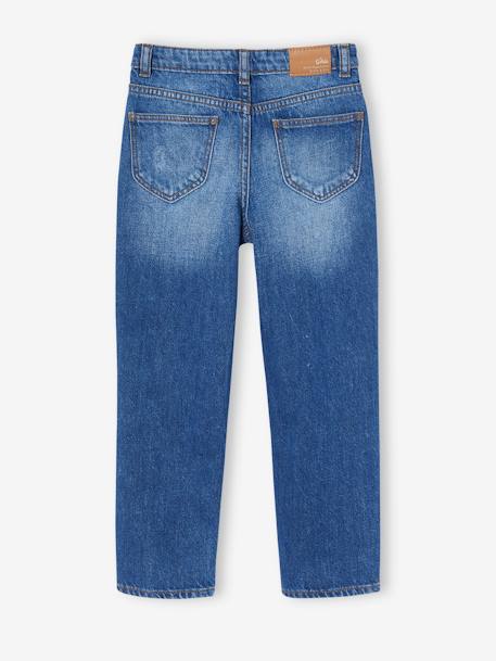 Jean fille droit MorphologiK tour de hanches Fin bleu foncé+denim bleached+stone - vertbaudet enfant 