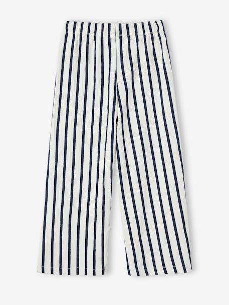 Wijde legging met golvend effect voor meisjes koraal+marineblauw+saliegroen+wit, bedrukt+wit, gestreept+zachtpaars - vertbaudet enfant 