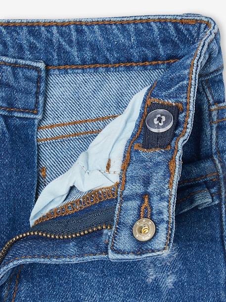 Jean fille droit MorphologiK tour de hanches Fin bleu foncé+denim bleached+stone - vertbaudet enfant 