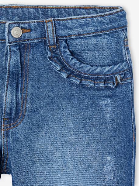 Jean fille droit MorphologiK tour de hanches large bleu foncé+denim bleached+stone - vertbaudet enfant 