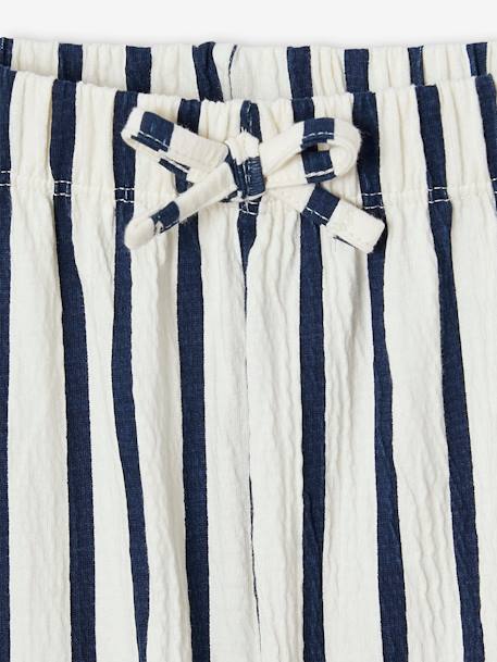Wijde legging met golvend effect voor meisjes koraal+marineblauw+saliegroen+wit, bedrukt+wit, gestreept+zachtpaars - vertbaudet enfant 