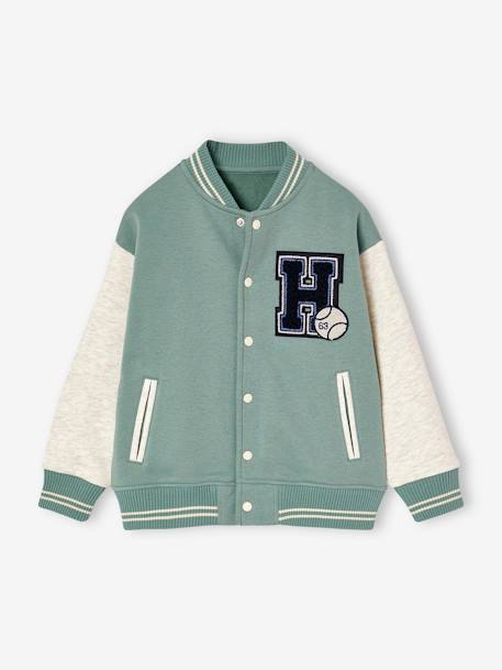 Sweat garçon molleton style teddy badge en bouclettes. anthracite+marine+vert émeraude+vert sapin - vertbaudet enfant 