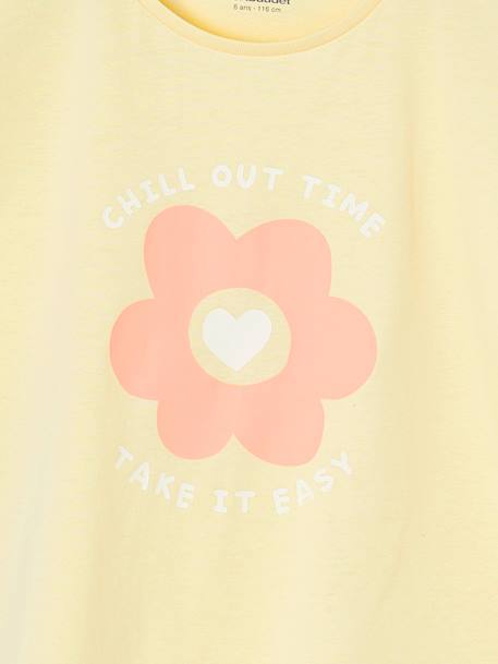 Lot de 3 tee-shirts fille fantaisie manches courtes bleu grisé+corail - vertbaudet enfant 