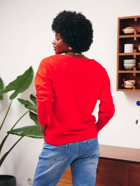 Pull col V grossesse en maille mousseuse fantaisie grenadine+vert anglais - vertbaudet enfant 