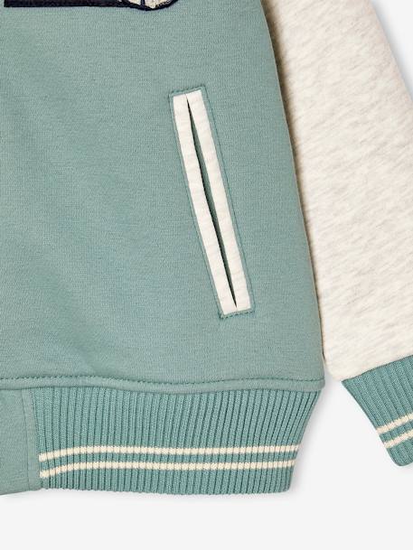 Teddy-sweatshirt in fleece voor jongens met lusbadge. antraciet+dennen+marineblauw+smaragdgroen - vertbaudet enfant 