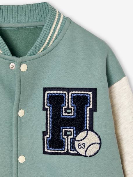 Sweat garçon molleton style teddy badge en bouclettes. anthracite+marine+vert émeraude+vert sapin - vertbaudet enfant 