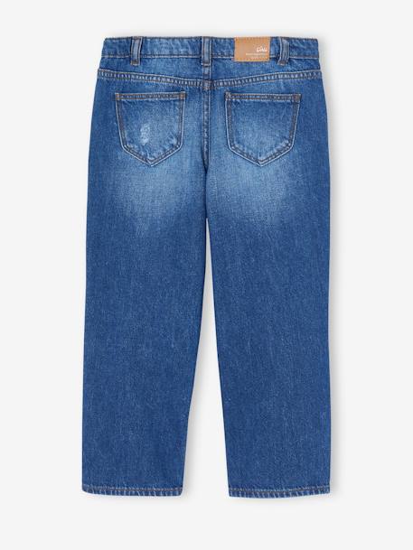 Jean fille droit MorphologiK tour de hanches large bleu foncé+denim bleached+stone - vertbaudet enfant 