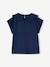 Meisjesshirt met geborduurde kraag ecru+koraal+marineblauw - vertbaudet enfant 