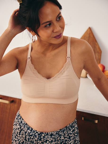 Set van 2 naadloze kant bh's voor zwangerschap en borstvoeding beige - vertbaudet enfant 