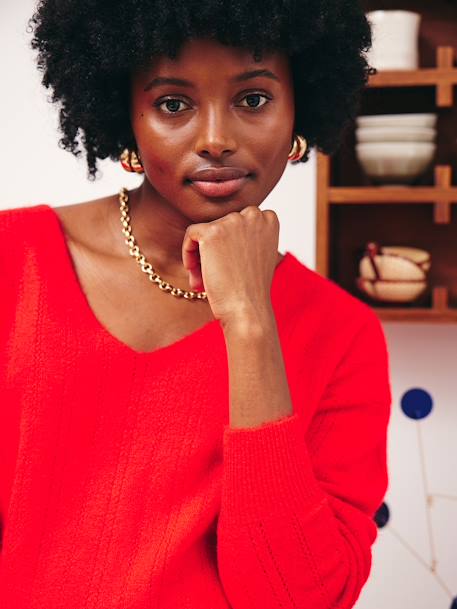 Pull col V grossesse en maille mousseuse fantaisie grenadine+vert anglais - vertbaudet enfant 