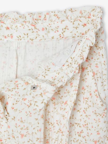 Pantacourt fille large gaze de coton style paperbag beige+blanc+lilas+vert sauge+vieux rose - vertbaudet enfant 