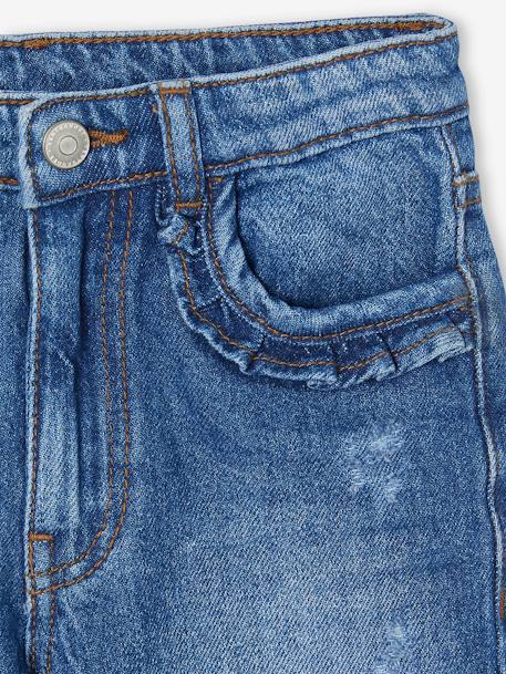 Jean fille droit MorphologiK tour de hanches Fin bleu foncé+denim bleached+stone - vertbaudet enfant 