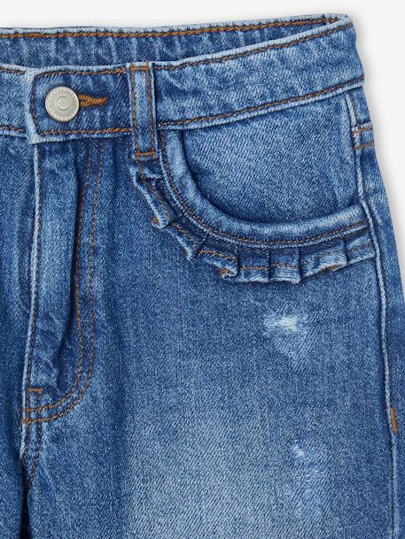 Jean fille droit MorphologiK tour de hanches Medium bleu foncé+stone - vertbaudet enfant 