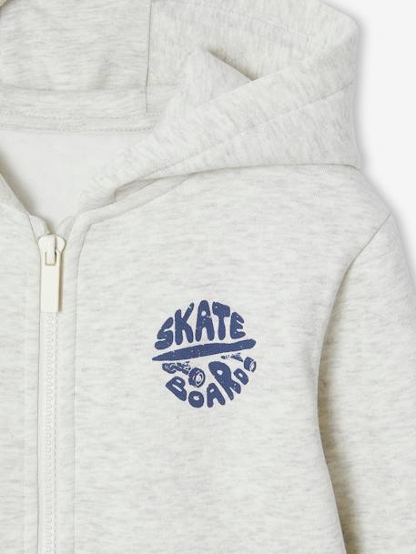 Sweat garçon zippé à capuche motif poitrine blanc chiné+bleu nuit+noix de pécan+rouge+turquoise - vertbaudet enfant 