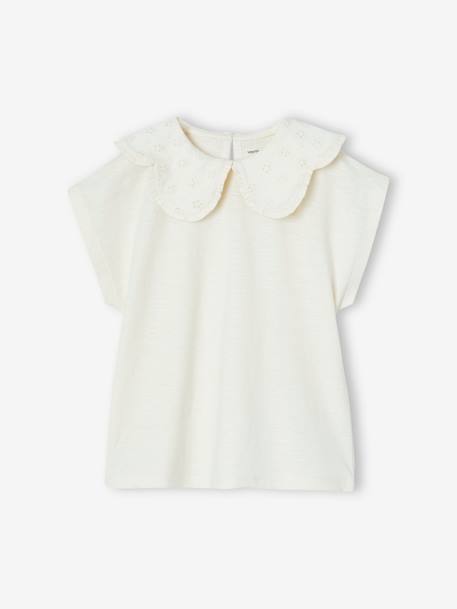 Fille-T-shirt fille col brodé fantaisie 