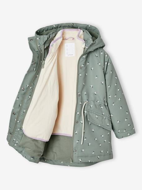 3-in-1 parka voor meisjes groengrijs - vertbaudet enfant 