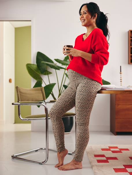 Legging de grossesse imprimé léopard en coton biologique* noir imprimé - vertbaudet enfant 