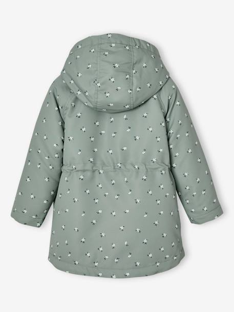 3-in-1 parka voor meisjes groengrijs - vertbaudet enfant 