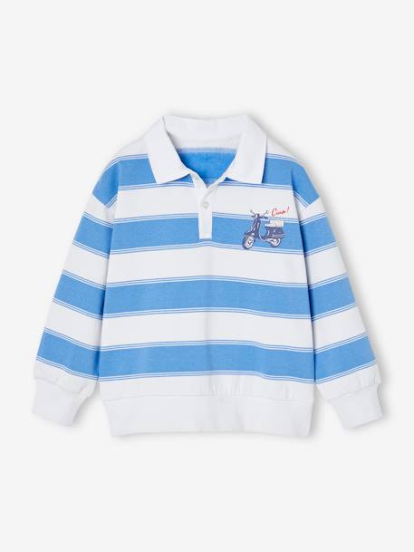 Sweat rayé col polo garçon rayé bleu - vertbaudet enfant 