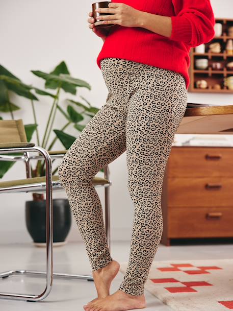 Legging de grossesse imprimé léopard en coton biologique* noir imprimé - vertbaudet enfant 