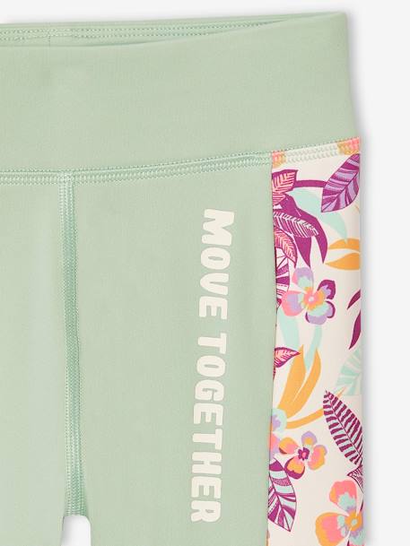 Legging technique sport fille bandes côtés imprimées vert sauge - vertbaudet enfant 