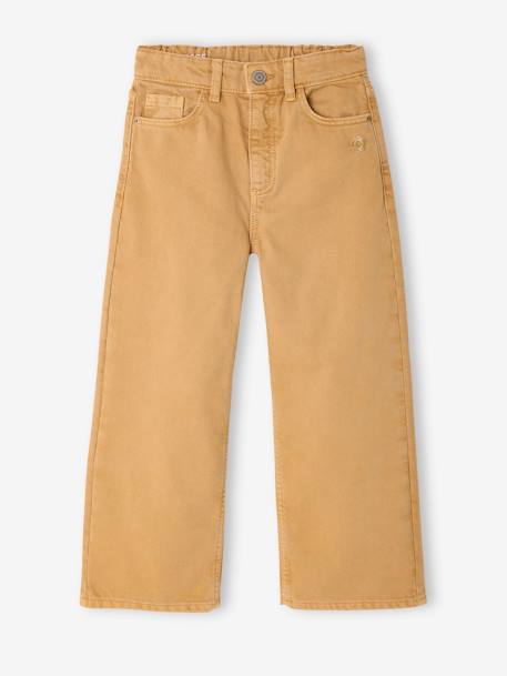 Pantalon fille large couleur bleu grisé+chocolat+moutarde+prune+rose+vert - vertbaudet enfant 