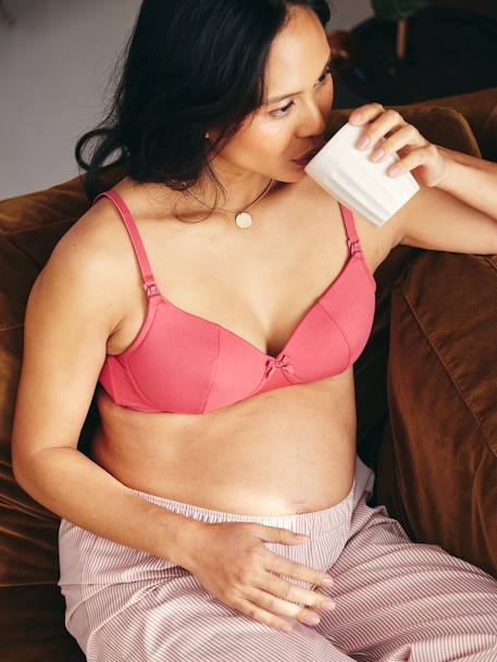 Lot 2 beha's voor borstvoeding zonder beugels in biologisch katoen* framboos - vertbaudet enfant 