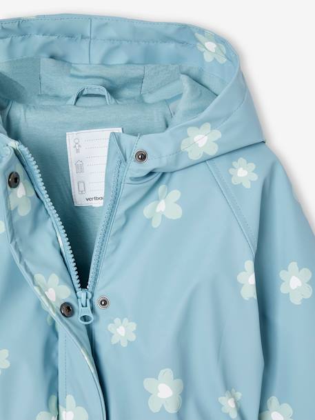 Ciré fille à capuche motifs magiques bleu ciel+blush+sauge imprimé - vertbaudet enfant 