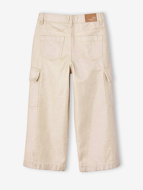 Pantalon cargo large irisé fille argent - vertbaudet enfant 