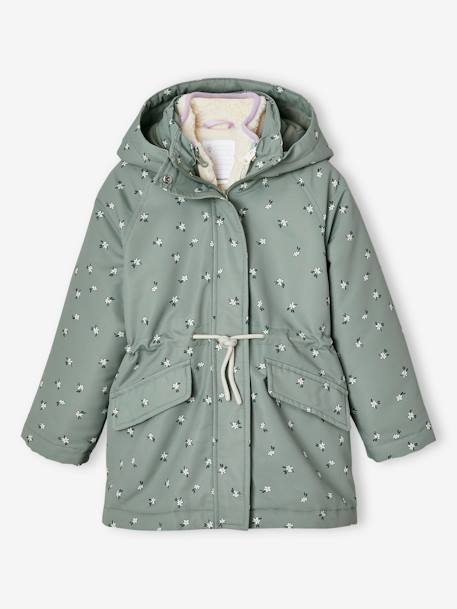 3-in-1 parka voor meisjes groengrijs - vertbaudet enfant 