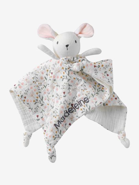 Doudou lange souris personnalisable avec mallette rose - vertbaudet enfant 