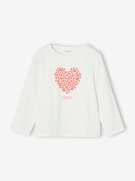 Set van 3 BASICS meisjesshirts met lange mouwen antraciet+groengrijs+koraal+roze (poederkleur) - vertbaudet enfant 