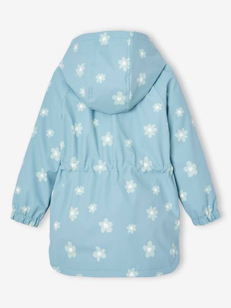 Ciré fille à capuche motifs magiques bleu ciel+blush+sauge imprimé - vertbaudet enfant 