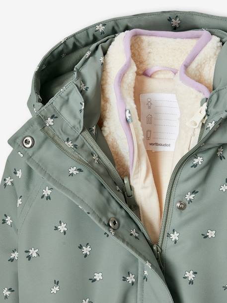 3-in-1 parka voor meisjes groengrijs - vertbaudet enfant 