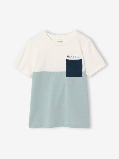 T-shirt garçon coloblock manches courtes ardoise+menthe+orange+vert anglais - vertbaudet enfant 