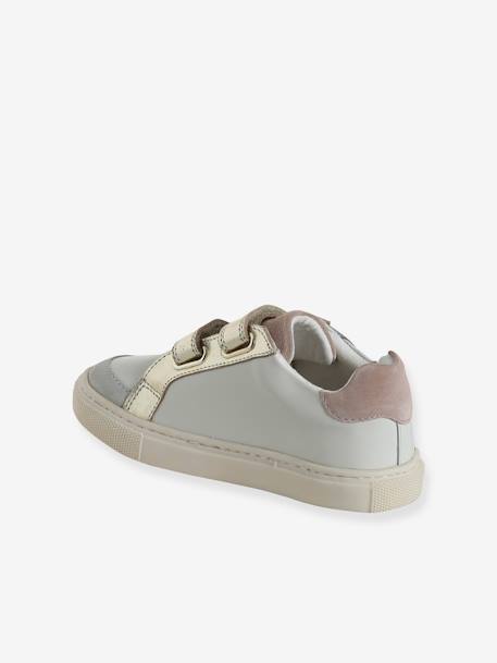 Baskets enfant fille cuir à scratchs écru+lot blanc - vertbaudet enfant 