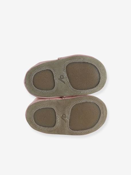Chaussons élastiqués en cuir souple bébé or+rose - vertbaudet enfant 